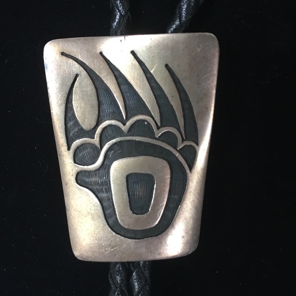 Vintage Jewelry - Vintage Sterling Native American Bear Paw Bolo Tie